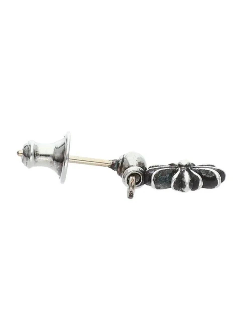 Chrome Hearts Tny CH Pls 1 Tiny Ech Plus Drop Silver Earrings